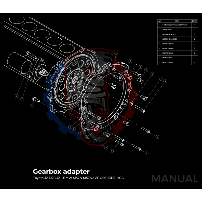 Kit embrayage Race Stage 3 conversion moteur Toyota JZ boite BMW M57N HGD JGA HGA - 184mm