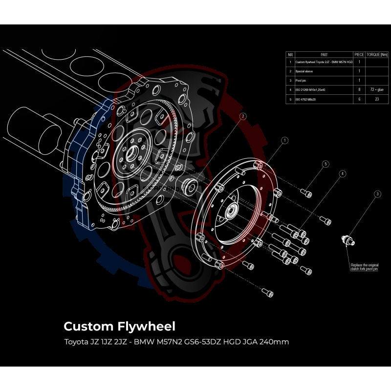 Kit Embrayage Stage 1 Conversion Moteur Toyota JZ 1JZ 2JZ pour Boite De Vitesse BMW M57N M57N2 6-Rapports HGD JGA HGA - 240mm