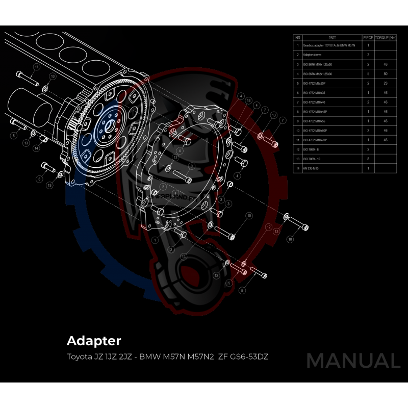 Kit Embrayage Stage 1 Conversion Moteur Toyota JZ 1JZ 2JZ pour Boite De Vitesse BMW M57N M57N2 6-Rapports HGD JGA HGA - 240mm