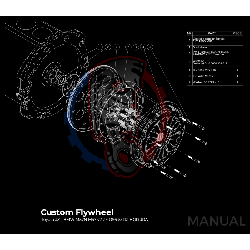 Kit Embrayage Stage 2 Conversion Moteur Toyota JZ 1JZ 2JZ pour Boite De Vitesse BMW E90 M57N2 HGU HGK 6 Rapports - 228mm