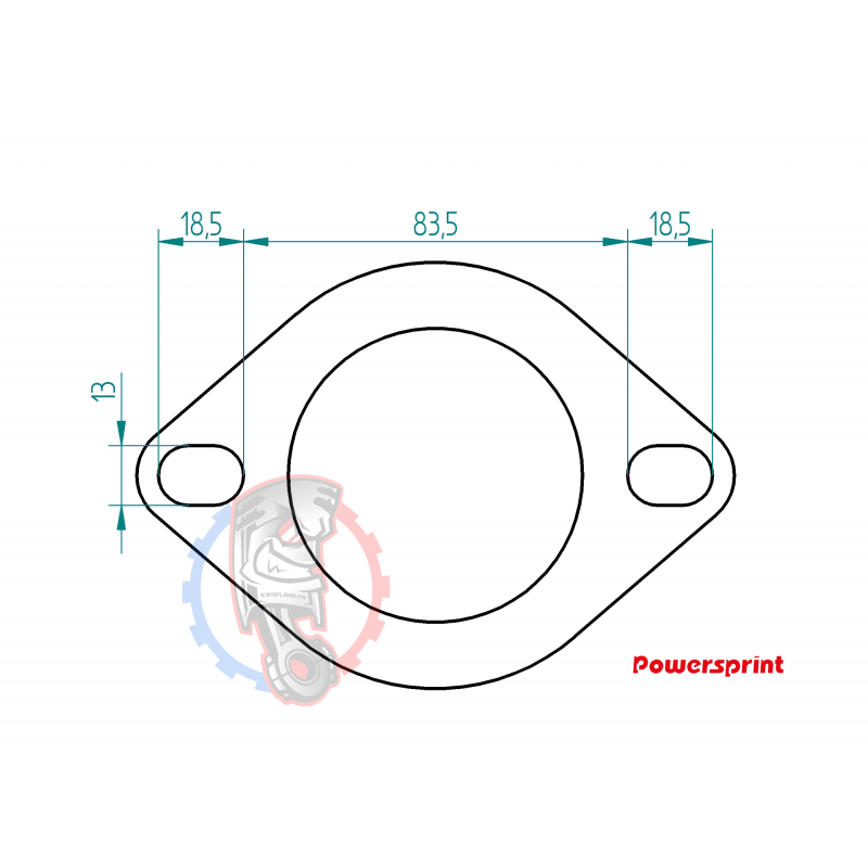 Bride inox 2 trous d’échappement Powersprint Ø 60 mm 