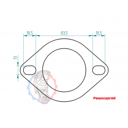 Bride inox 2 trous d’échappement Powersprint Ø 65 mm  2