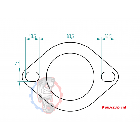 Bride inox 2 trous d’échappement Powersprint Ø 65 mm 