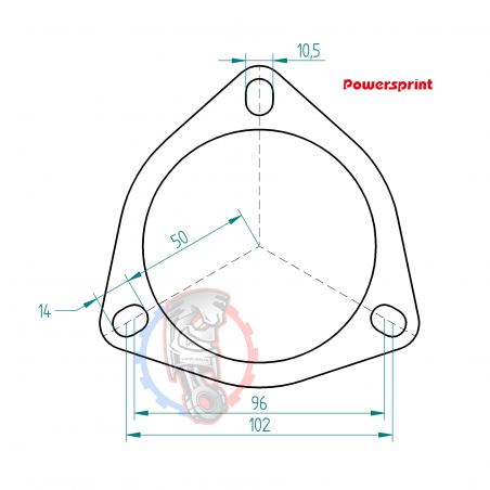 Bride inox 3 trous d’échappement Powersprint Ø 80 mm 