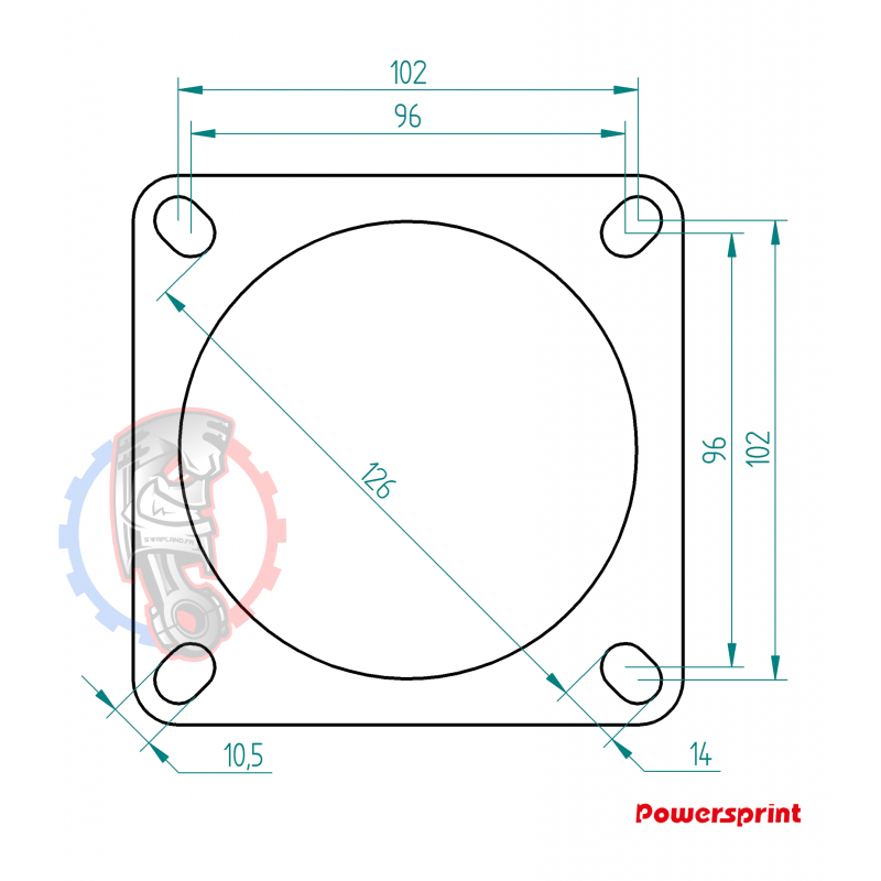 Bride inox 4 trous d’échappement Powersprint Ø 101,6 mm 