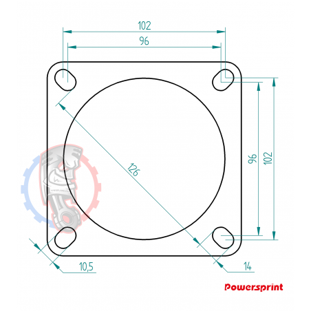Bride inox 4 trous d’échappement Powersprint Ø 101,6 mm 