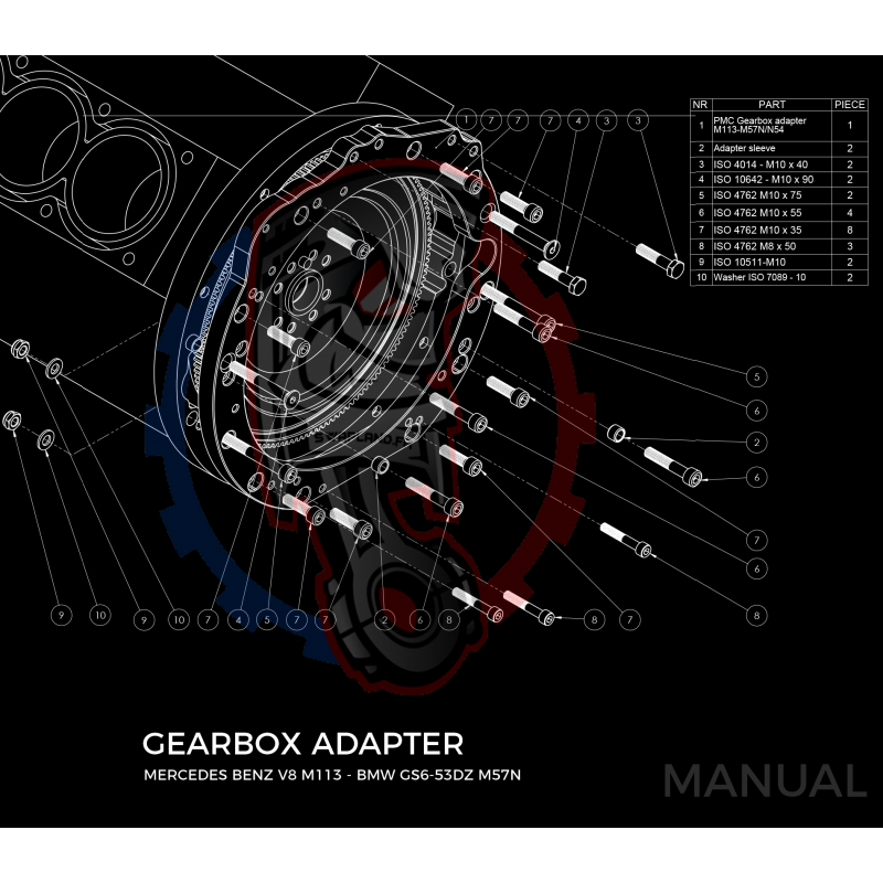 Kit embrayage Stage 1 conversion moteur Mercedes-Benz M113 M113K AMG boite BMW M57N2 6-Vitesses HGD JGA - 240mm