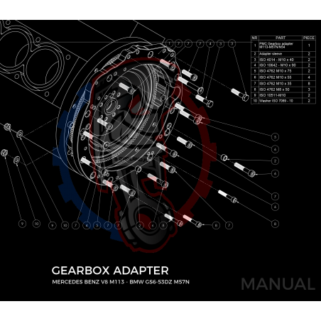 Kit embrayage Stage 1 conversion moteur Mercedes-Benz M113 M113K AMG boite BMW M57N2 6-Vitesses HGD JGA - 240mm