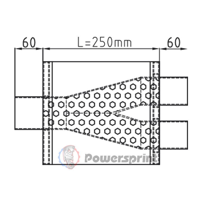 Echappement ovale Powersprint sortie en Y 1 x 63.5 mm 2 x 60 mm HF 25 - swapland -
