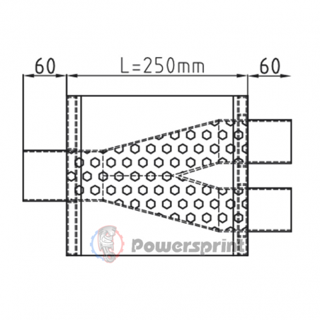 Echappement ovale Powersprint sortie en Y 1 x 63.5 mm 2 x 60 mm HF 25 - swapland -