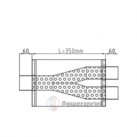 Echappement ovale Powersprint sortie en Y 1x60 mm 2x50 mm HF 25
