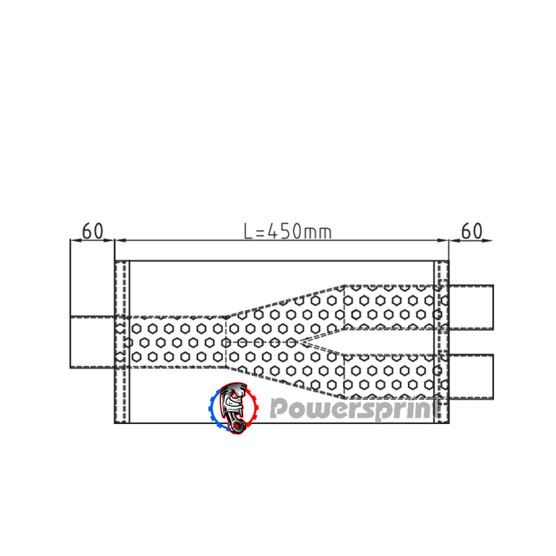Echappement ovale Powersprint sortie en Y 1x63.5 mm 2x50 mm HF 45