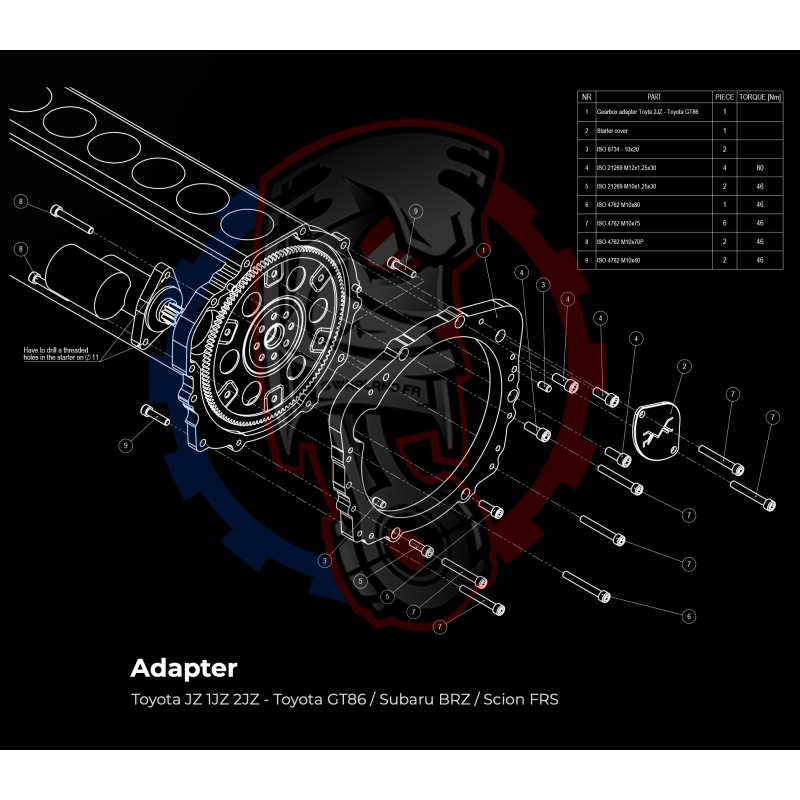 Entretoise moteur Toyota JZ 1JZ 2JZ boite Toyota GT86 Subaru BRZ - Swapland -