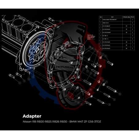 Entretoise moteur Nissan RB RB20 RB25 RB26 RB30 boite de vitesses BMW HGK HGU JGA HGD HGA JGL - Swapland -