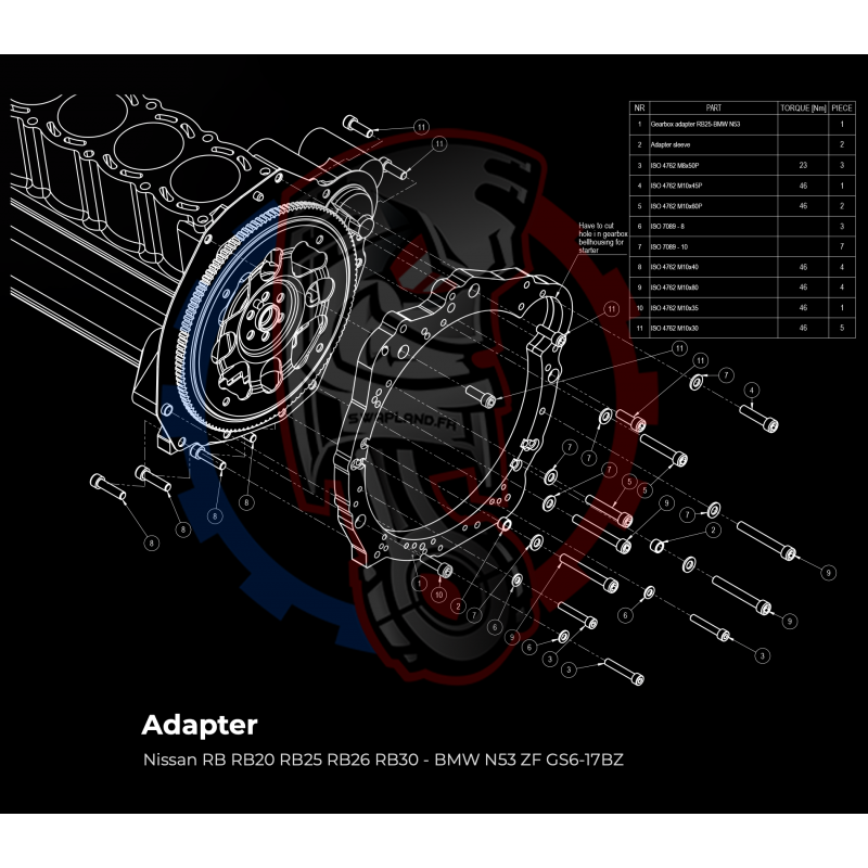 Entretoise moteur Nissan RB RB20 RB25 RB26 RB30 boite de vitesses BMW HGK HGU JGA HGD HGA JGL - Swapland -