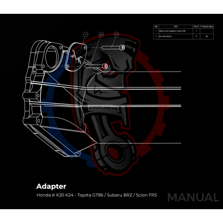 Entretoise moteur Honda K20 K24 boite de vitesses Toyota GT86 Subaru BRZ - Swapland -