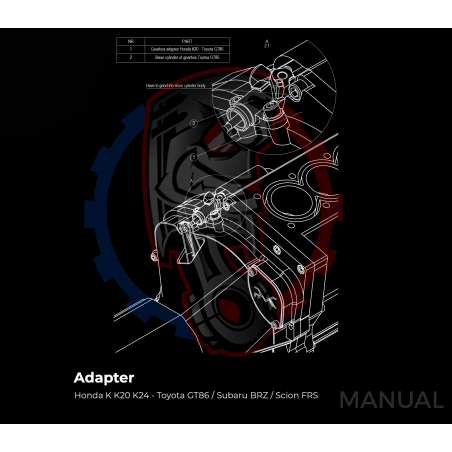 Entretoise moteur Honda K20 K24 boite de vitesses Toyota GT86 Subaru BRZ - Swapland -