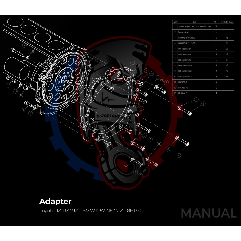 Entretoise moteur Toyota Aristo Lexus GS 300 S140 S160 2JZ boite de vitesses BMW ZF / GETRAG ou ZF 8HP 8HP70 / BMW DCT DKG