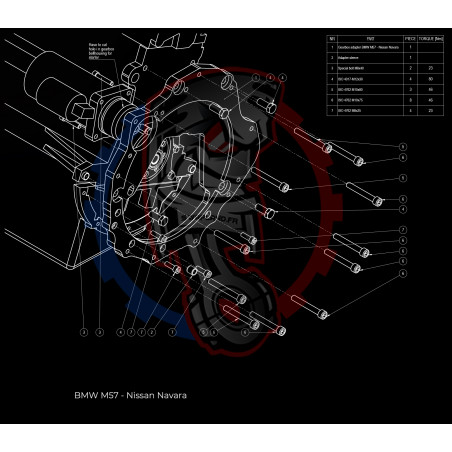 Entretoise moteur BMW M57 3L Diesel boite de vitesses Nissan Navara YD25DDTi /D40