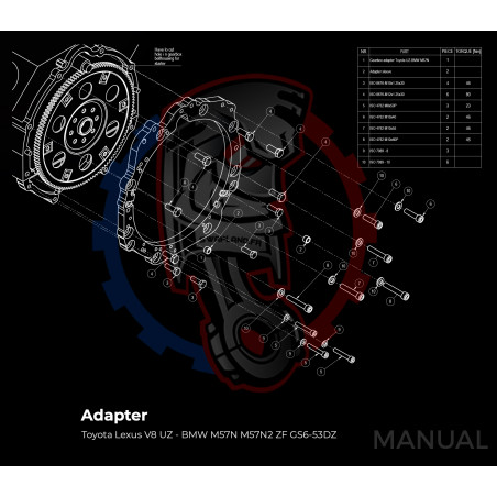 Entretoise moteur Toyota Lexus V8 UZ 1UZ 3UZ boite de vitesses BMW DCT 8HP (manuelle et automatique)