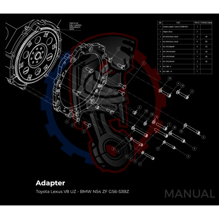 Entretoise moteur Toyota Lexus V8 UZ 1UZ 3UZ boite de vitesses BMW DCT 8HP (manuelle et automatique)