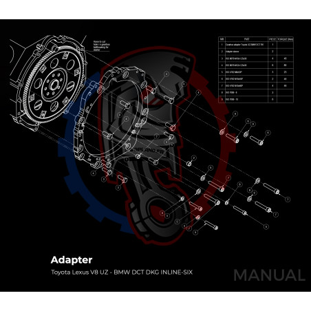 Entretoise moteur Toyota Lexus V8 UZ 1UZ 3UZ boite de vitesses BMW DCT 8HP (manuelle et automatique)