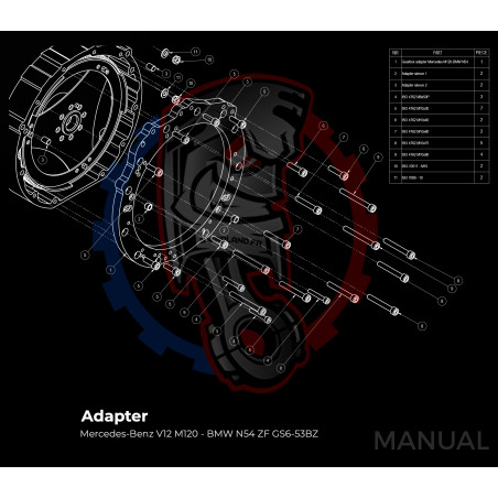 Entretoise moteur Mercedes-Benz V12 M120 boite de vitesses BMW DCT 8HP (manuelle et automatique)