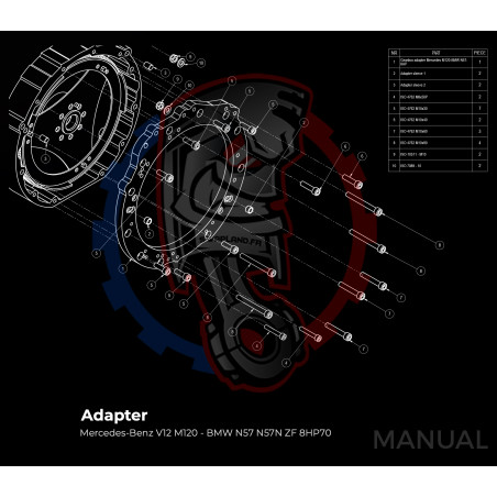 Entretoise moteur Mercedes-Benz V12 M120 boite de vitesses BMW DCT 8HP (manuelle et automatique)