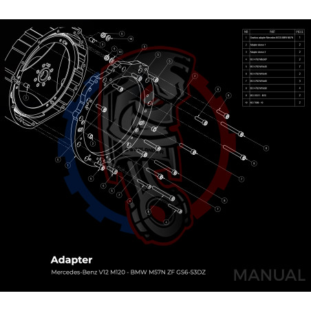 Entretoise moteur Mercedes-Benz V12 M120 boite de vitesses BMW DCT 8HP (manuelle et automatique)