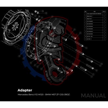 Entretoise moteur Mercedes-Benz V12 M120 boite de vitesses BMW DCT 8HP (manuelle et automatique)