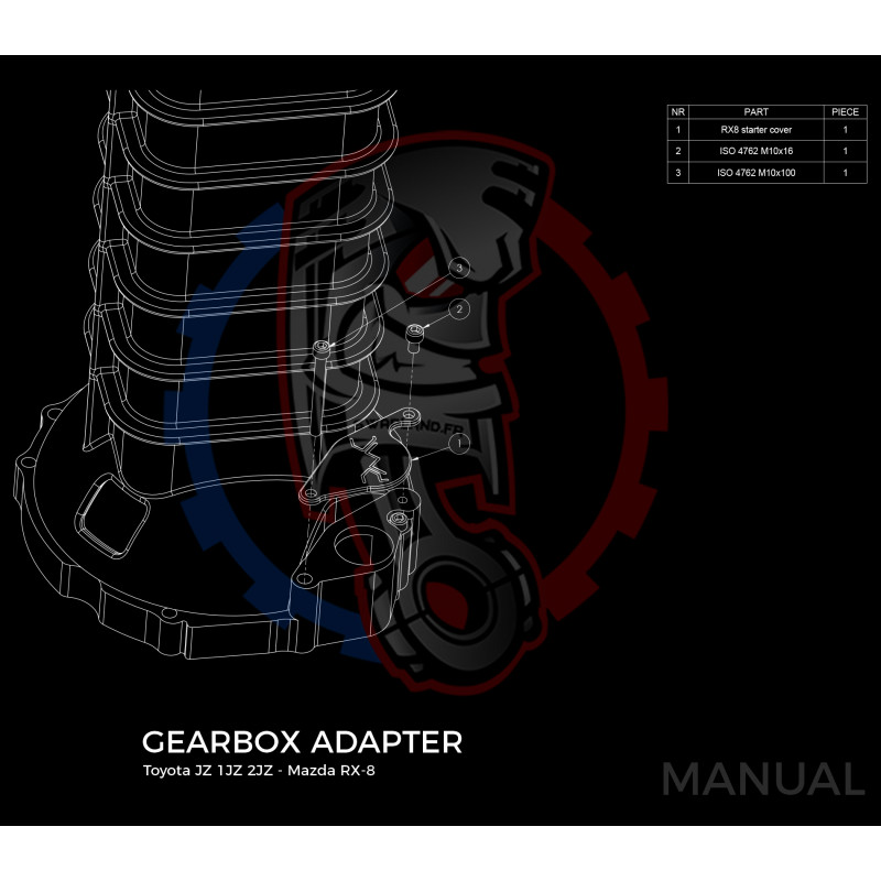 Entretoise moteur Honda F20C F22C1 (S2000) boite de vitesses Mazda RX-8