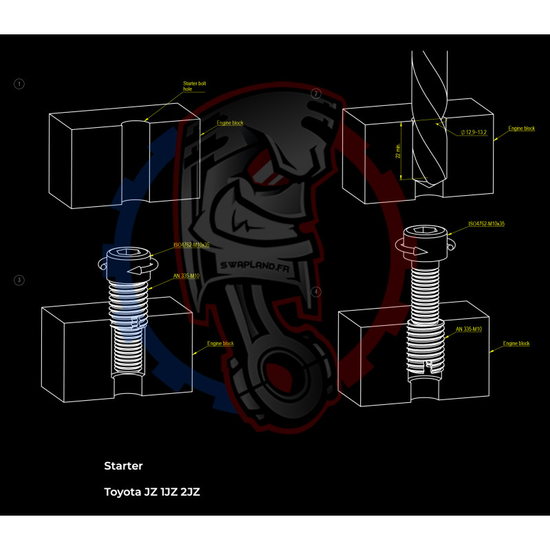Entretoise moteur Toyota JZ 1JZ 2JZ) boite de vitesses BMW DCT 8HP (manuelle et automatique)