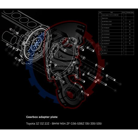 Entretoise moteur Toyota JZ 1JZ 2JZ) boite de vitesses BMW DCT 8HP (manuelle et automatique)