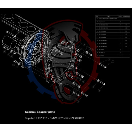 Entretoise moteur Toyota JZ 1JZ 2JZ) boite de vitesses BMW DCT 8HP (manuelle et automatique)