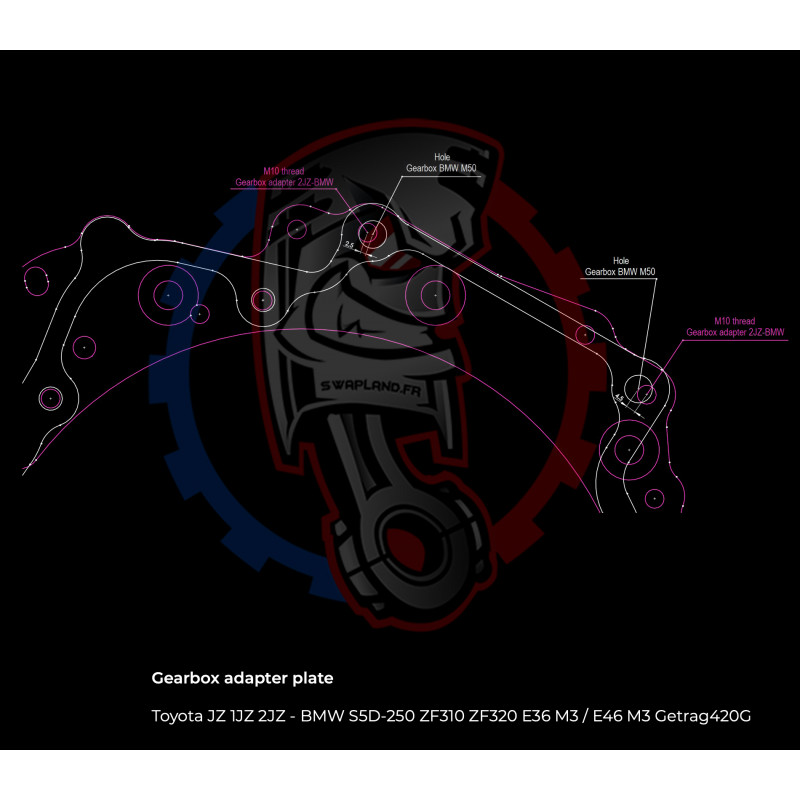 Entretoise moteur Toyota JZ 1JZ 2JZ) boite de vitesses BMW DCT 8HP (manuelle et automatique)