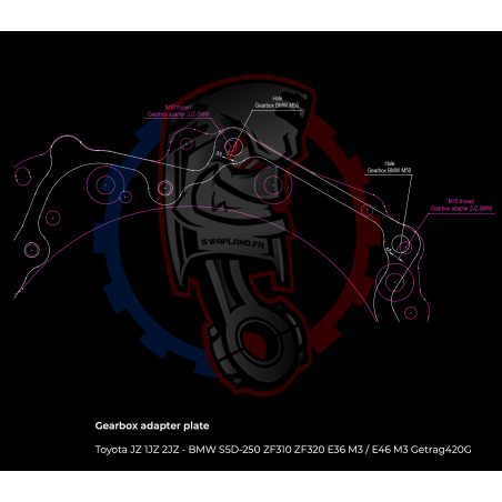 Entretoise moteur Toyota JZ 1JZ 2JZ) boite de vitesses BMW DCT 8HP (manuelle et automatique)