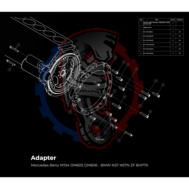 Entretoise moteur Mercedes-Benz M104 OM605 OM606 boite de vitesses BMW M57N M57N2 N54 / 8HP (manuelle)