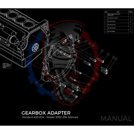 Entretoise moteur Honda K K20 K24 boite de vitesses Nissan 350Z Z33 370Z Z34 CD009 (Position moteur verticale)