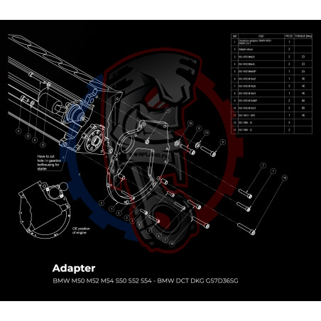 Entretoise moteur BMW M50 M52 M54 S50 S52 S54 boite de vitesses BMW DCT DKG GS7D36SG
