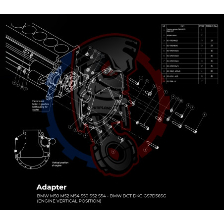 Entretoise moteur BMW M50 M52 M54 S50 S52 S54 boite de vitesses BMW DCT DKG GS7D36SG (moteur vertical)