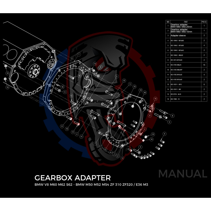 Entretoise moteur BMW V8 M60 M52 S62 boite de vitesses BMW M50 M52 M54 M57 S50 S52 S54 DCT DKG GS7D36SG N54