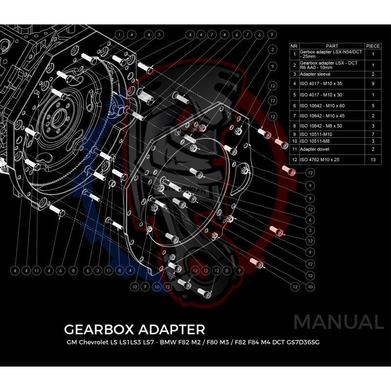 Entretoise moteur GM Chevrolet LS boite de vitesses BMW DCT DKG GS7D36SG N54 GS6-53BZ