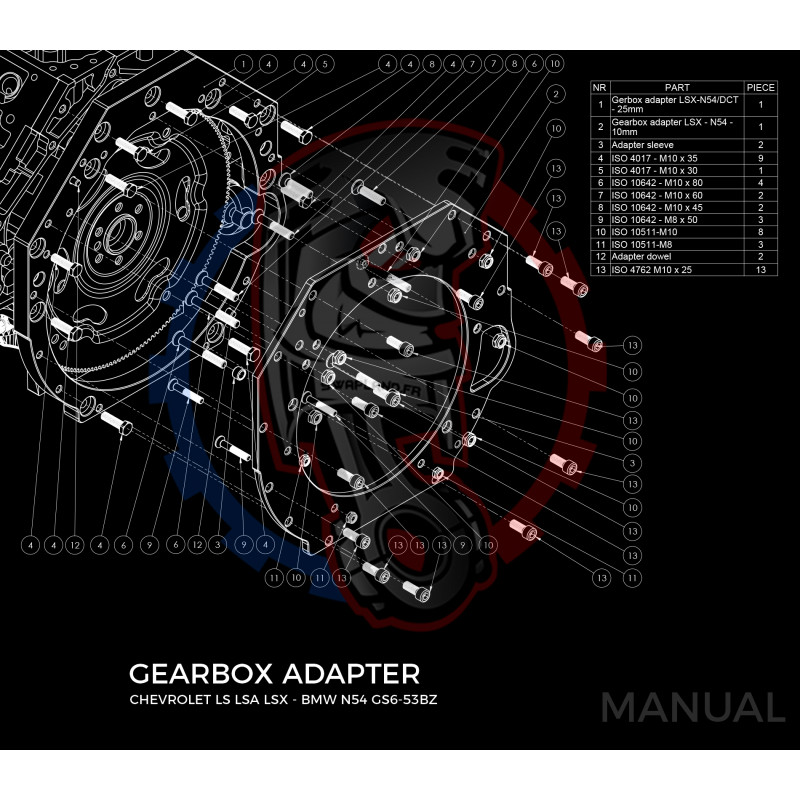 Entretoise moteur GM Chevrolet LS boite de vitesses BMW DCT DKG GS7D36SG N54 GS6-53BZ