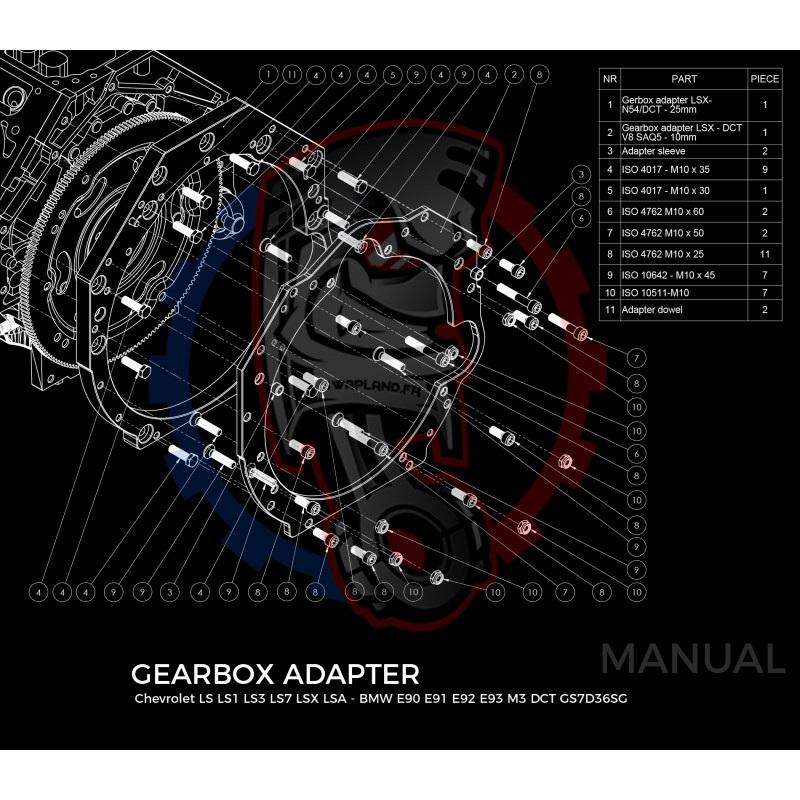 Entretoise moteur GM Chevrolet LS boite de vitesses BMW GS7D36SG DCT DKG V8