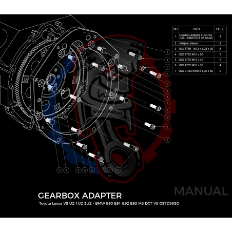 Entretoise moteur Toyota Lexus V8 UZ 1UZ 3UZ boite de vitesses BMW GS7D36SG DCT DKG V8