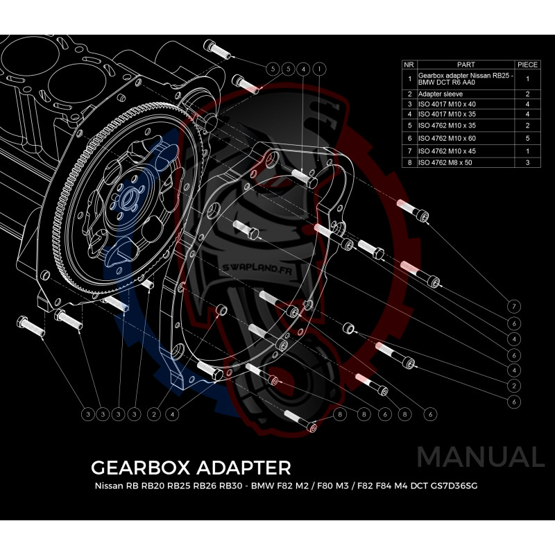 Entretoise moteur Nissan RB boîte de vitesses BMW DCT DKG GS7D36SG N54 GS6-53BZ