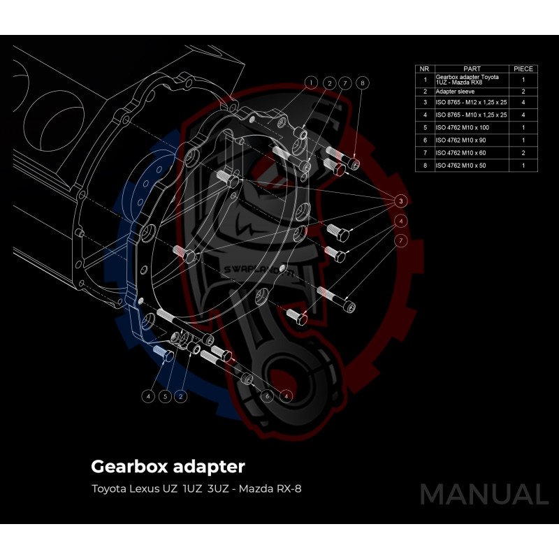 Entretoise moteur Toyota Lexus V8 UZ 1UZ 3UZ boîte de vitesses Mazda RX-8