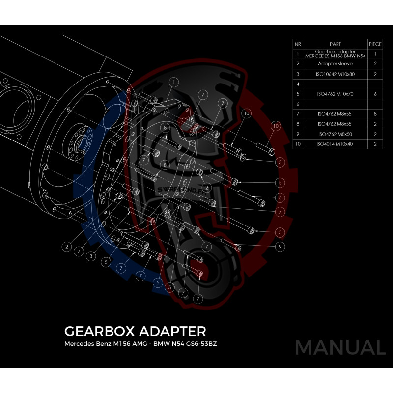 Entretoise moteur Mercedes-Benz V8 M156 AMG boîte de vitesses manuelle BMW (M57N2 / N54)