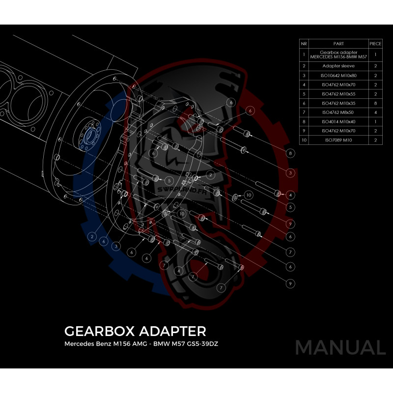 Entretoise moteur Mercedes-Benz V8 M156 AMG boîte de vitesses manuelle BMW (M50-M57)