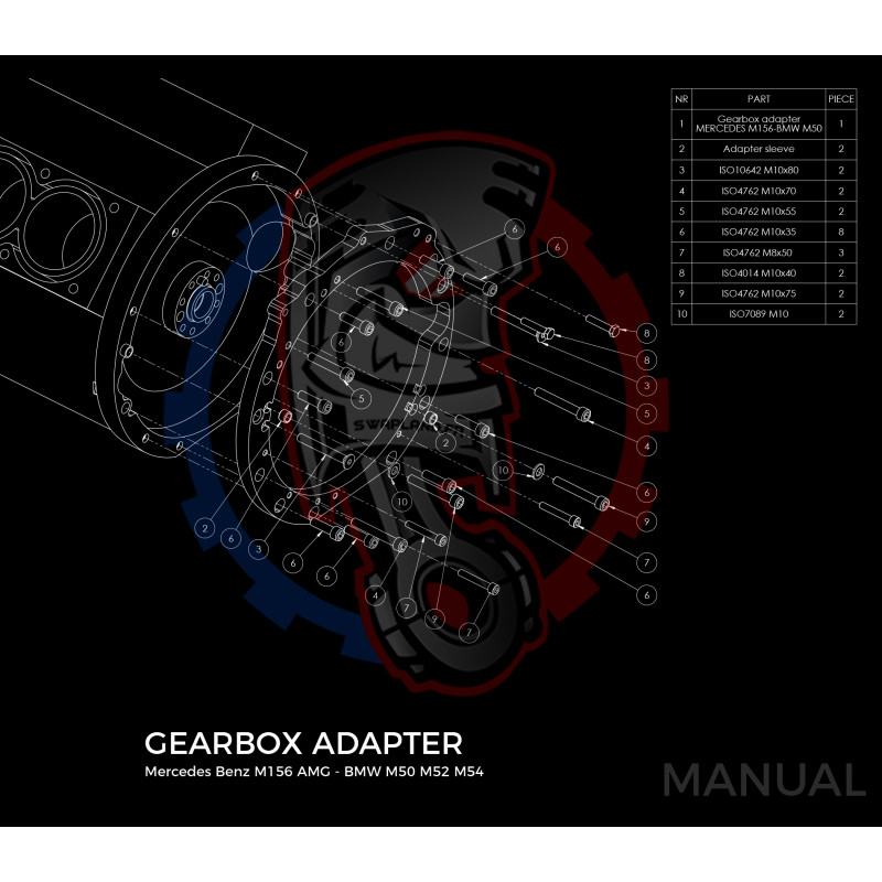 Entretoise moteur Mercedes-Benz V8 M156 AMG boîte de vitesses manuelle BMW (M50-M57)